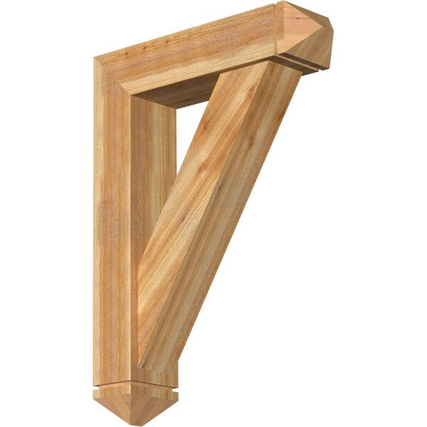 Ekena Millwork Traditional Arts and Crafts Rough Sawn Bracket w/ Offset Brace, Western Red Cedar, 8"W x 32"D x 44"H BKT0806X32X44TRA03RWR - main
